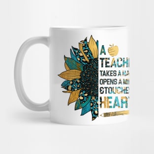 a teacher takes a hand opens a mind and touches a heart Mug